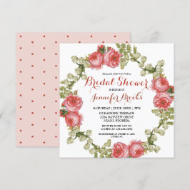 Convites Rosa vermelha feminina clássico Chá de panela de c