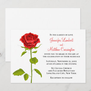 Convites Rosa Vermelha Floral Casamento Romântico Flor Eleg