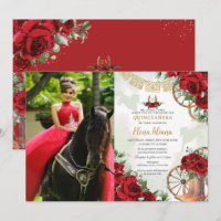 Rosa vermelha Floral Charro Boots Quinceañera Foto