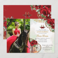 Rosa vermelha Floral Charro Boots Quinceañera Pict