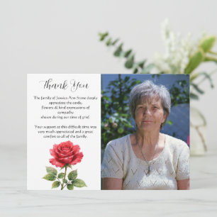 Convites Rosa Vermelha Floral Funeral Morte Obrigado 