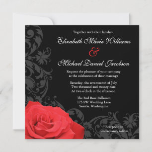 Convites Rosa vermelha Flourish Wedding