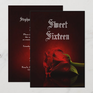 Convites Rosa vermelha Gótica Doce 16