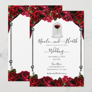 Convites Rosa Vermelha Mágica Casamento Prata Ouro Branco