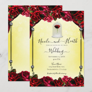Convites Rosa Vermelha Mágica Prata Ouro Amarelo Casamento