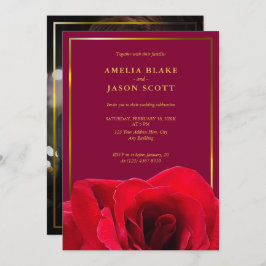 Convites Rosa vermelha no Rosa Profundo | Casamento de Foto