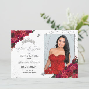 Convites Rosa vermelha Quinceañera Salve A Data