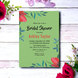 Convites Rosa vermelha Romântica de Sage Chá de panela Flor