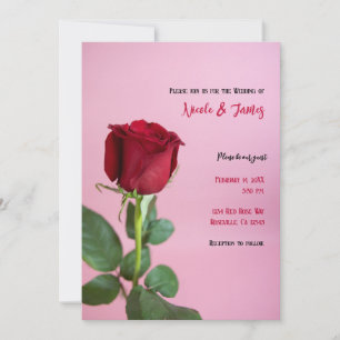 Convites Rosa Vermelha Rosa Romântico Elegante Casamento Mi