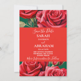 Convites Rosa vermelha Salvar a Data