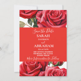 Convites Rosa vermelha Salvar a Data