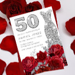 Convites Rosa vermelha Silver Diamonte 50º Aniversário<br><div class="desc">Rosa vermelha Silver Diamonte 50º Convite de Aniversário Ver coleção correspondente em Niche e Nest Store</div>