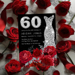 Convites Rosa vermelha Silver Diamonte, 60º aniversário<br><div class="desc">Rosa vermelha Silver Diamonte Vestido 60º Aniversário Convite Ver coleção correspondente em Niche e Nest Store</div>