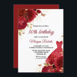 Convites Rosa vermelha Sparkle Dress aniversário de 30 anos<br><div class="desc">Convite de festas de aniversário de 30 anos de vestir do Rosa vermelha Sparkle Mais elegante designs florais em nossa loja! Consulte a coleção correspondente em nossa loja</div>