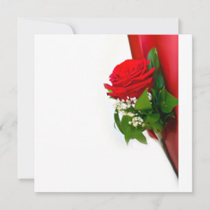 Convites Rosa Vermelha Única – Fundo Branco Floral