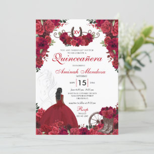 Convites Rosa vermelha Western Princess Charra Quinceanera