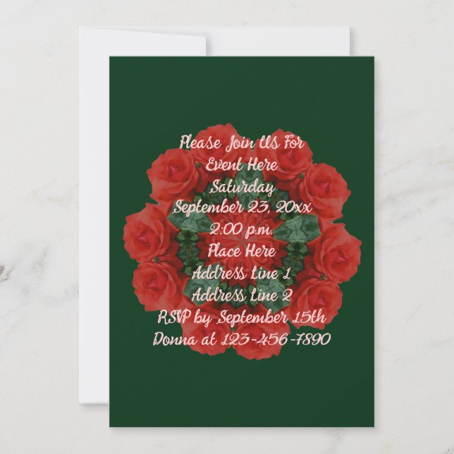 Convites Rosa vermelha Wreath Floral Party (Frente)