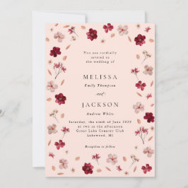 Convites Rosa Vermelho e Creme Presos, Casamento floral