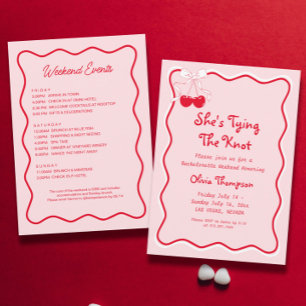 Convites Rosa Vermelho Ela é Festa de solteira Casando