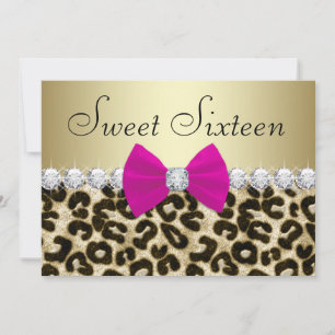 Convites Rosa Vibrante Leopardo Sweet Sixteen