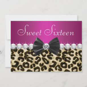Convites Rosa Vibrante Leopardo Sweet Sixteen