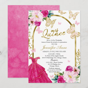 Convites Rosa Vibrante para Festa de Quince Anos a