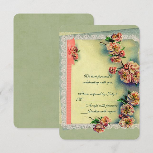 Convites Rosa Vintage RSVP (Frente/Verso)