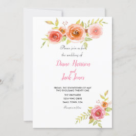 Convites Rosa Watercolor Floral Wedding