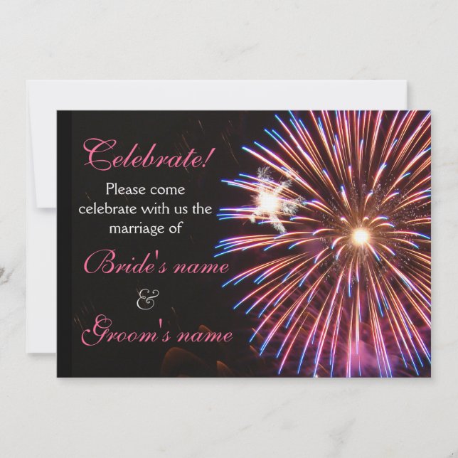 Convites Rosa Wedding da celebração (Frente)