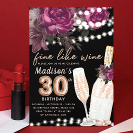 Convites Rosa Wine Luxury aniversário de 30 anos