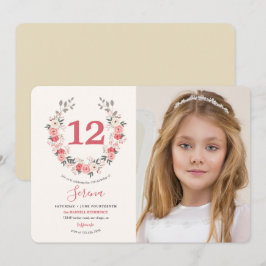 Convites Rosa Wreath Birthday