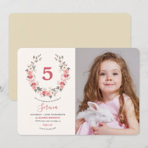 Convites Rosa Wreath Quinto Aniversário