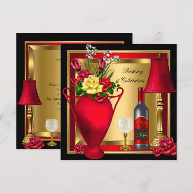 Convites Rosado Dourado Rosas Decorar Garrafa de Vinho Vidr (Frente/Verso)