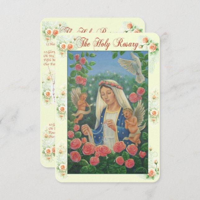 Convites Rosary Prayer Card (Frente/Verso)