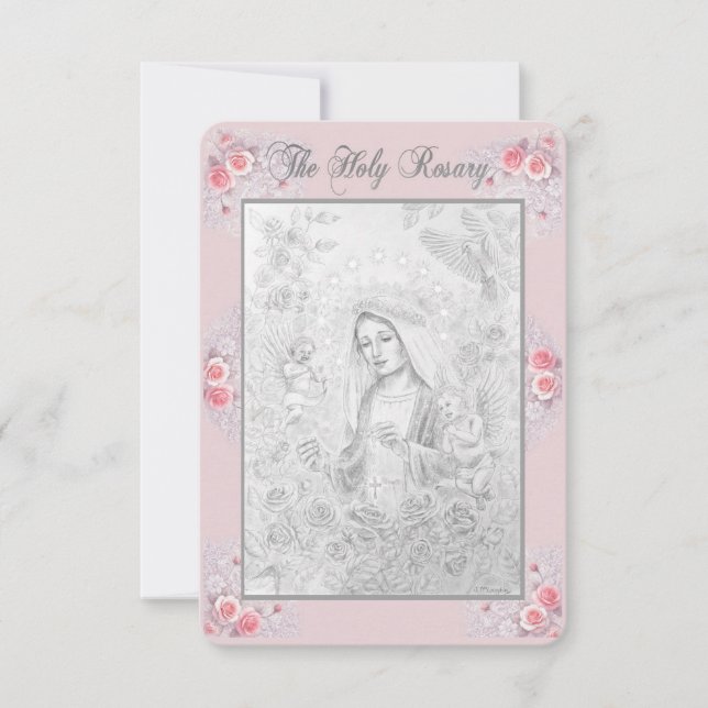 Convites Rosary Prayer Card with my Original Drawing  (Frente)