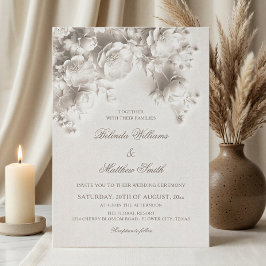 Convites Rosas 3D Florais Esculpidas em Marfim Casamento 