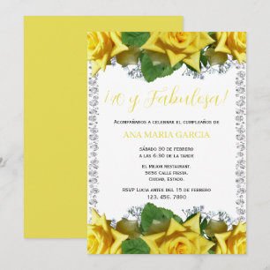 Convites Rosas Amarelas & Diamantes 40º Aniversário Espanho