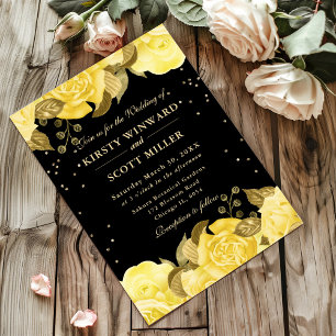 Convites Rosas Amarelas Fronteira Floral Casamento