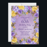 Convites Rosas Amarelas Roxas Elegantes Pêonias 60º Anivers<br><div class="desc">Elegante 60º convite de aniversário para mulheres com bonito púrpura e amarelo de cor d'água e rosas. Personalizado com seu nome e todas as informações de seu partido. Entre em contato comigo para obter assistência com suas personalizações ou para solicitar produtos Zazzle adicionais correspondentes para o seu partido.</div>