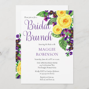 Convites Rosas Amarelas Violets Boho Floral Bridal Brunch