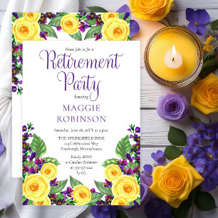 Convites Rosas Amarelas  Violets Boho Floral Retirement Par