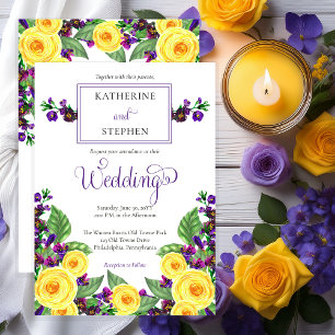 Convites Rosas Amarelas Violets Boho Floral Wedding