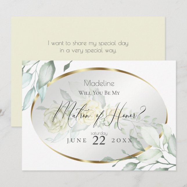 Convites Rosas Amarelos claros Matrizes de Honra (Frente/Verso)