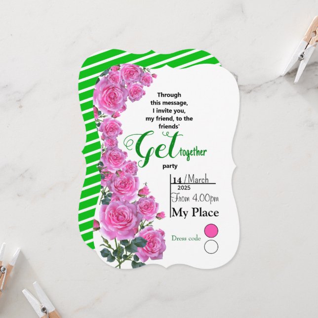 Convites Rosas amigáveis (Frente/Verso In Situ)