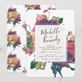 Convites Rosas Antigos Vintage Bohemian Invitation