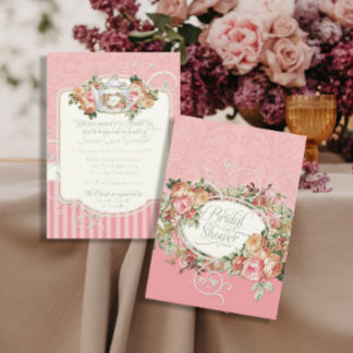 Convites Rosas Antigos Vintage Buquê Floral Suportes Modern