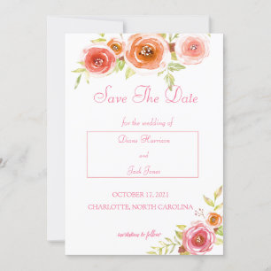 Convites Rosas Aquarela Floral Casamento Salve A Data