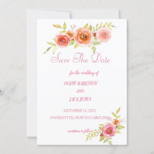 Convites Rosas Aquarela Floral Casamento Salve A Data