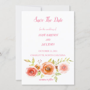 Convites Rosas Aquarela Floral Casamento Salve A Data