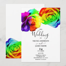 Convites Rosas Arco-Íris Coloridas Floral Ousada Casamento 